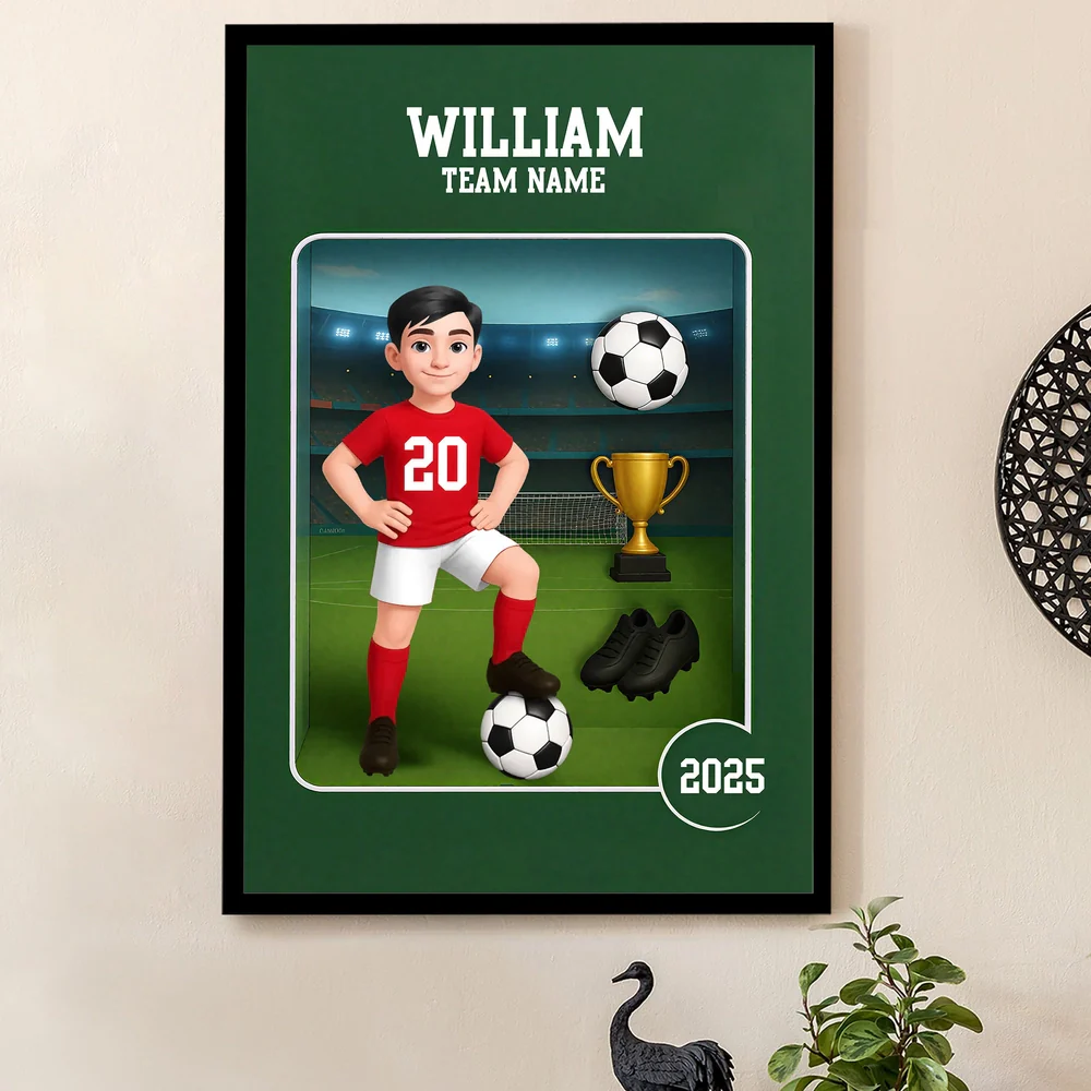 Acrylic Block Plaque - Customizable Soccer Keepsake, stadium design, player with ball - Creative Gift for Kids & Teams - Image 6