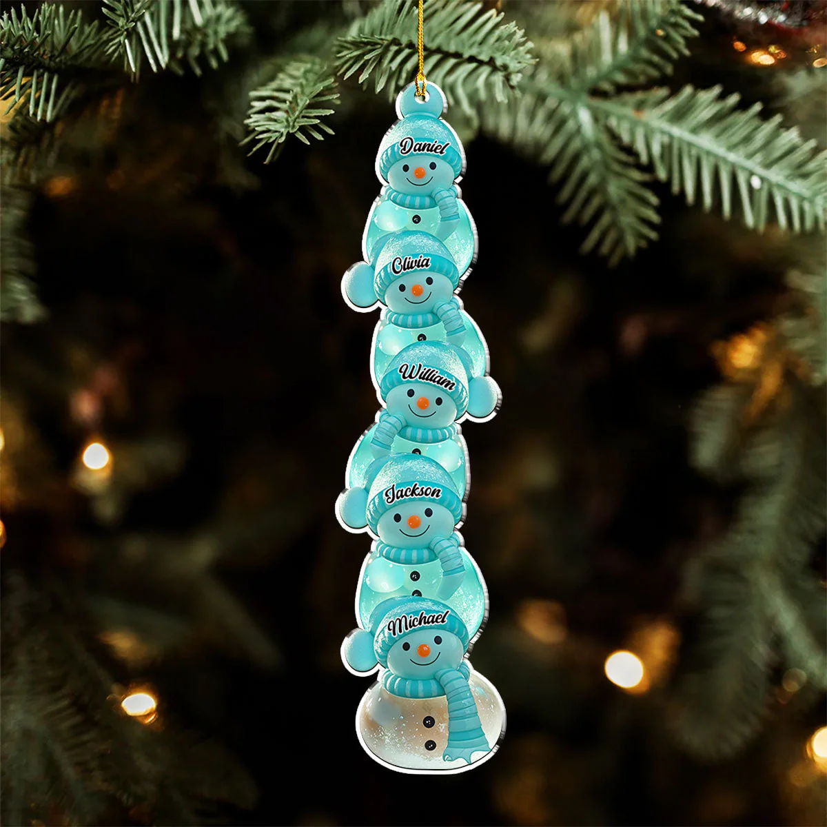 Teal Snowman Acrylic Ornament, Personalized Tree Decor for the Holidays, Creative gift for Families & Grandparents - Image 4