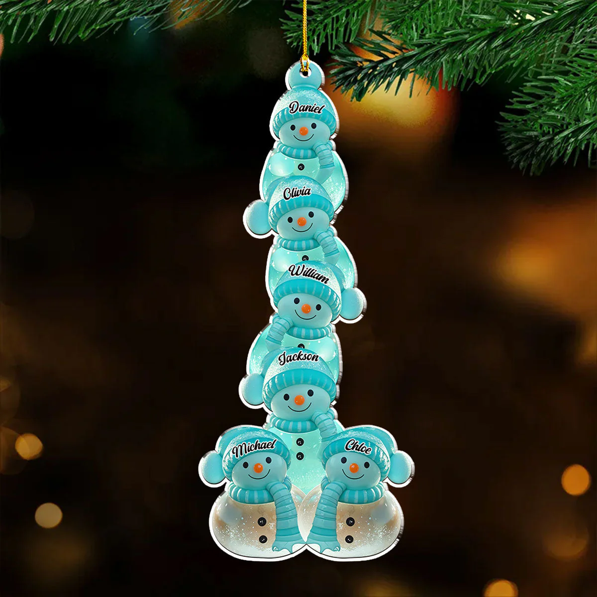 Teal Snowman Acrylic Ornament, Personalized Tree Decor for the Holidays, Creative gift for Families & Grandparents - Image 5
