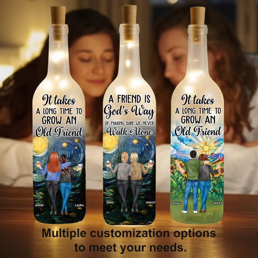 Bottle Lamp with Friendship Theme, Clear Smooth Finish, Sentimental and Surprise Gift for Best Friend - Image 3