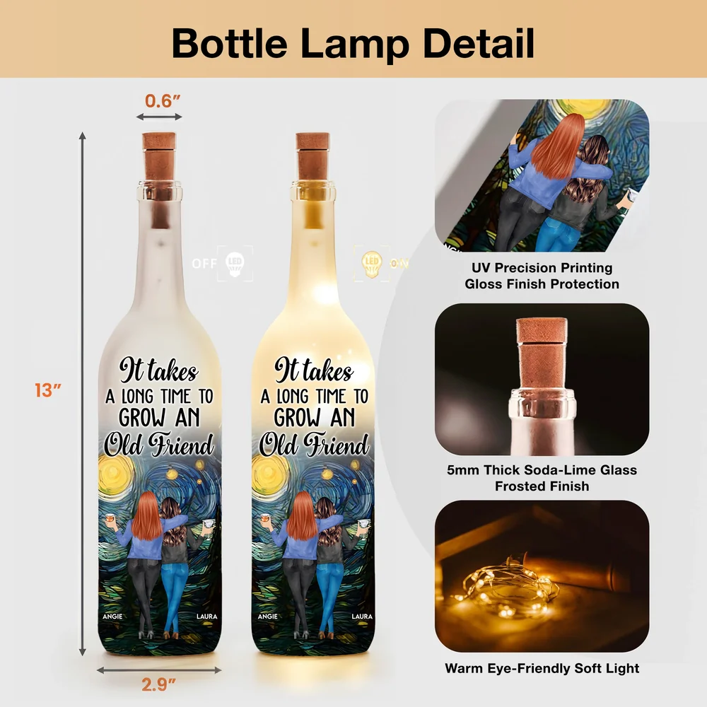 Bottle Lamp with Friendship Theme, Clear Smooth Finish, Sentimental and Surprise Gift for Best Friend - Image 4
