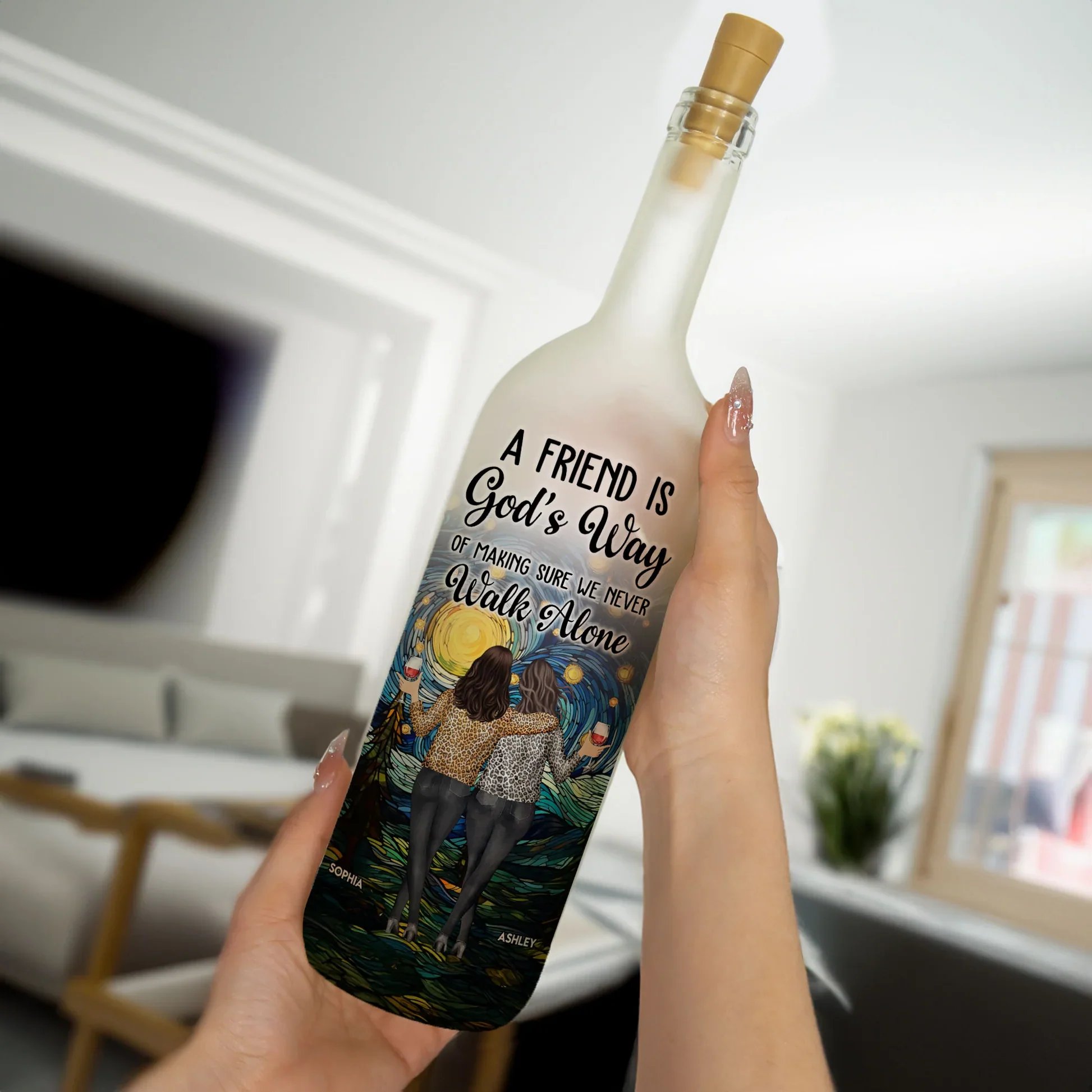 Bottle Lamp with Friendship Theme, Clear Smooth Finish, Sentimental and Surprise Gift for Best Friend - Image 3