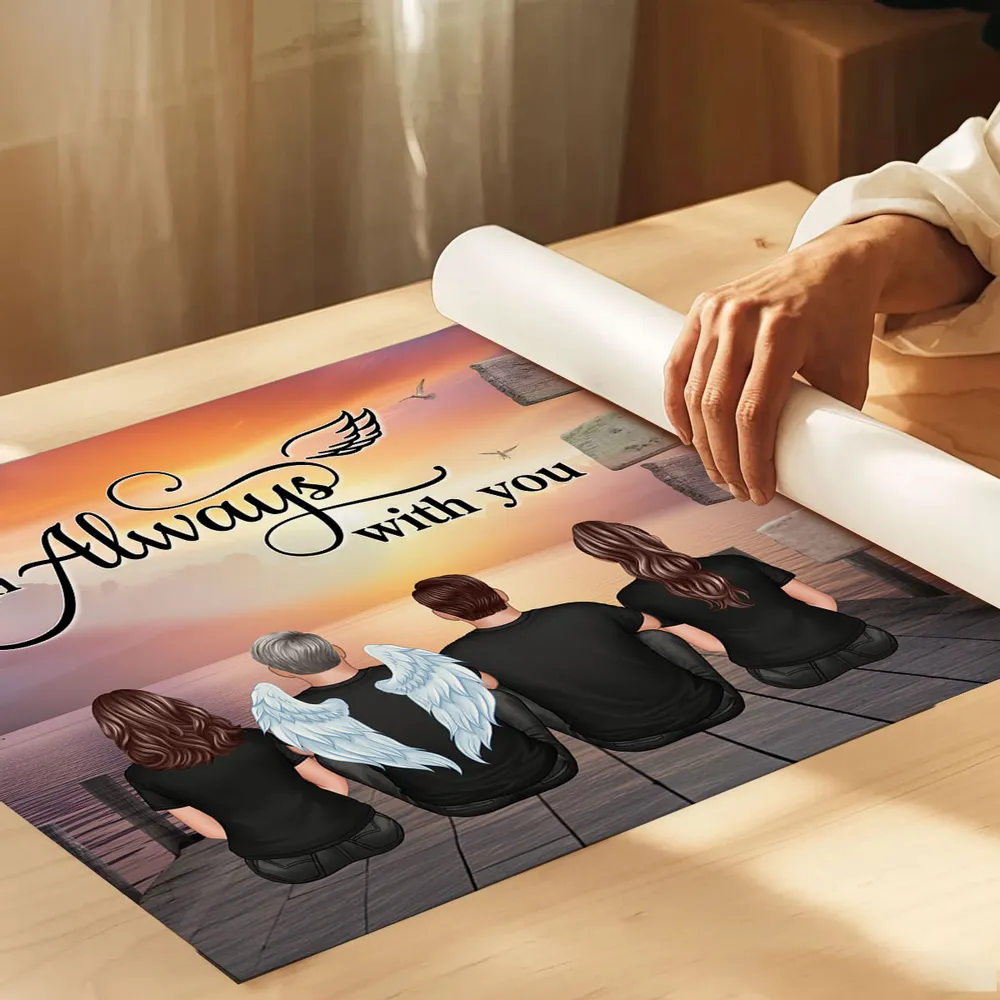 “I Am Always With You” Memorial Poster – Custom Family & Angel Wings, Sunset Dock Scene - Image 5
