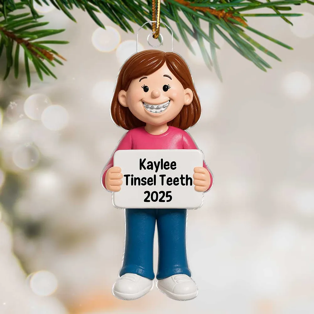 Smiling Braces Kid Acrylic Ornament – Adorable Keepsake Gift Celebrating Growing Smiles - Image 2