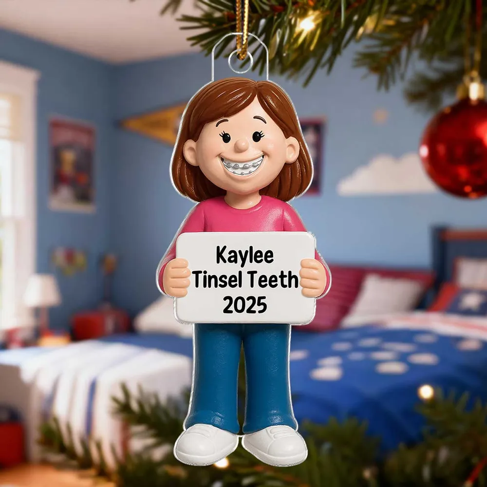 Smiling Braces Kid Acrylic Ornament – Adorable Keepsake Gift Celebrating Growing Smiles - Image 3