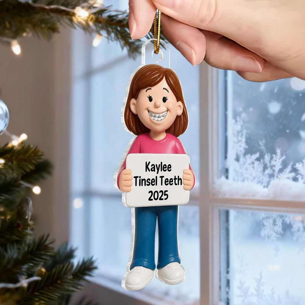 Smiling Braces Kid Acrylic Ornament – Adorable Keepsake Gift Celebrating Growing Smiles - Image 5