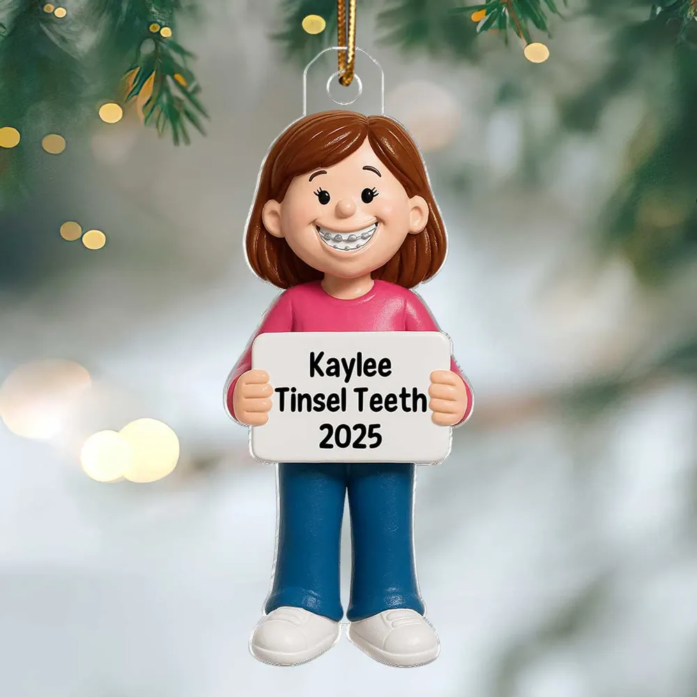 Smiling Braces Kid Acrylic Ornament – Adorable Keepsake Gift Celebrating Growing Smiles - Image 7