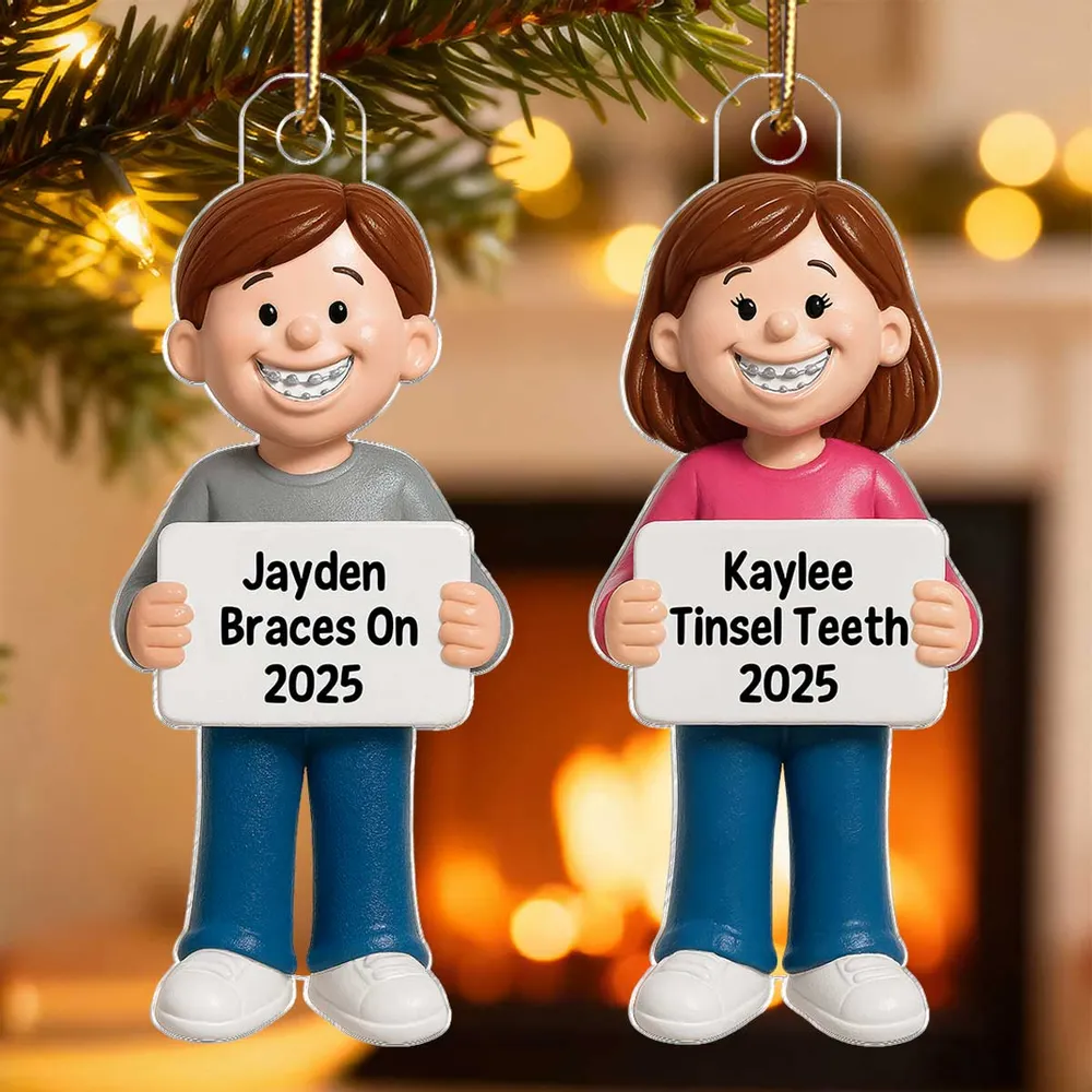 Smiling Braces Kid Acrylic Ornament – Adorable Keepsake Gift Celebrating Growing Smiles - Image 8