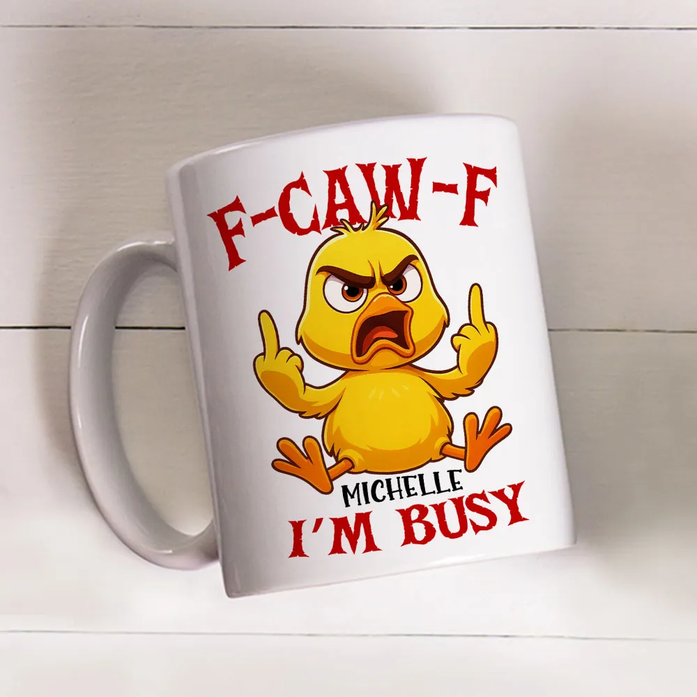 Funny Mug with Angry Chicken Cartoon, Customizable Coffee Mug, 'I'm Busy' Humor, Unique Gift for Coworkers & Friends - Image 3