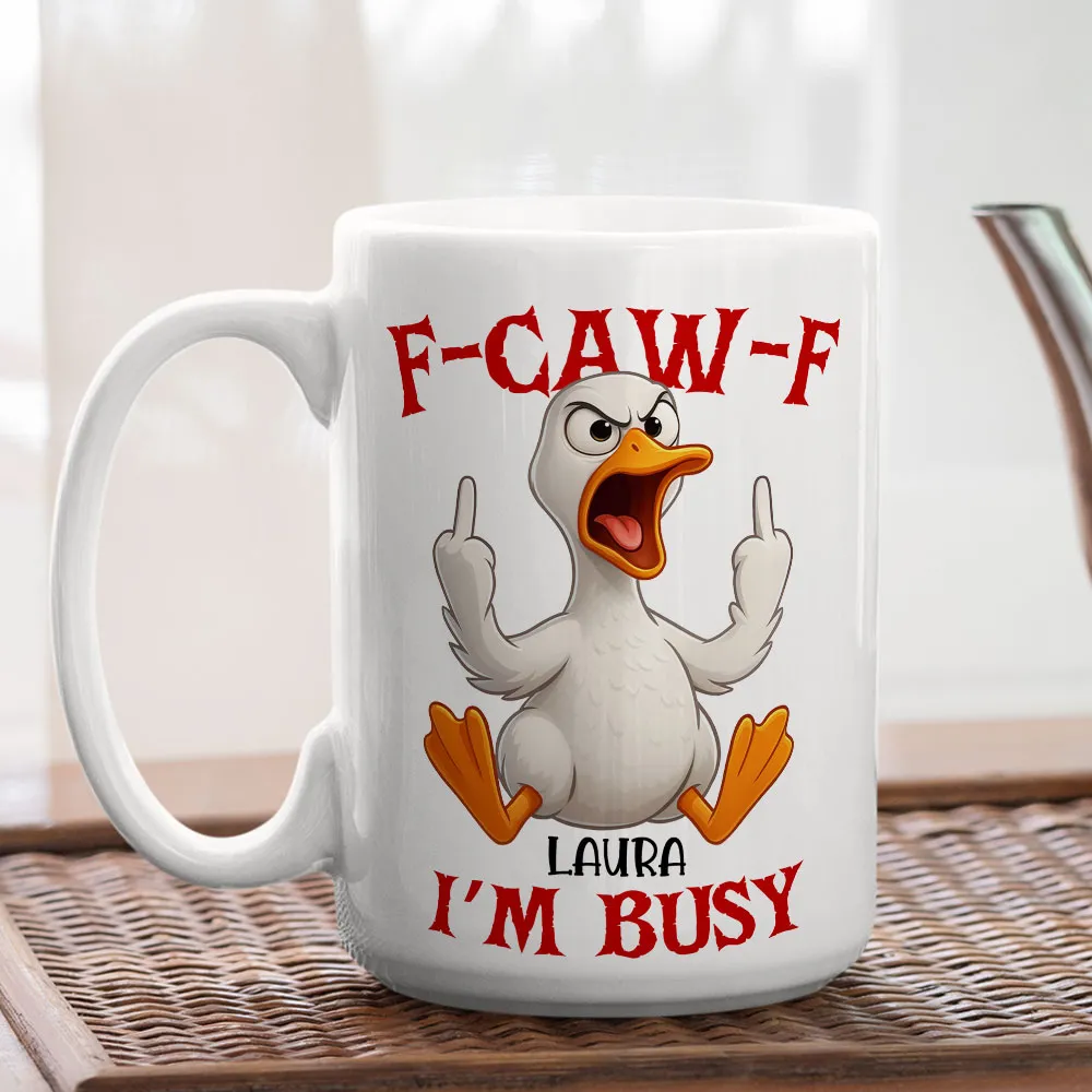 Funny Mug with Angry Chicken Cartoon, Customizable Coffee Mug, 'I'm Busy' Humor, Unique Gift for Coworkers & Friends - Image 6