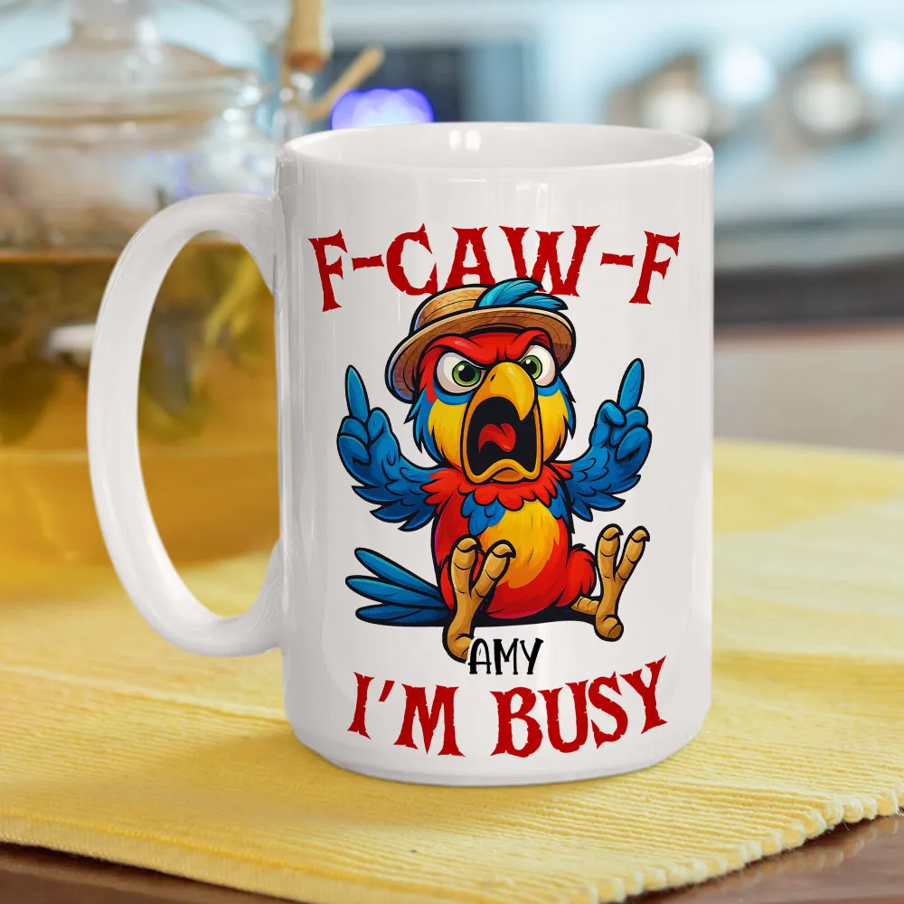 Funny Mug with Angry Chicken Cartoon, Customizable Coffee Mug, 'I'm Busy' Humor, Unique Gift for Coworkers & Friends - Image 7