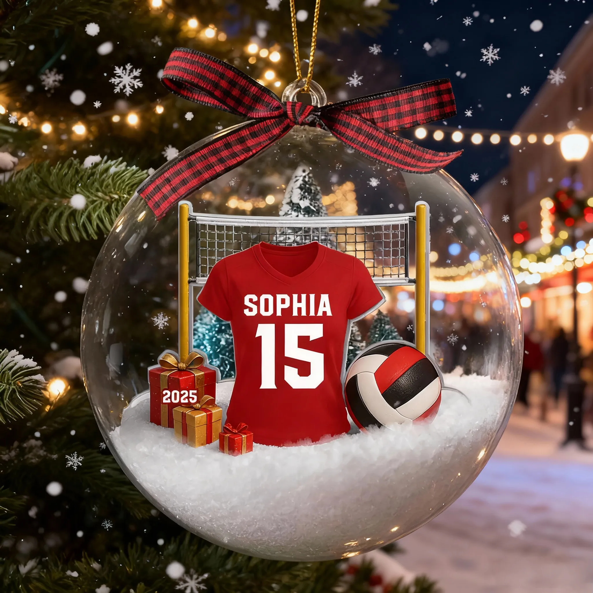 Snow Globe Ornament for Volleyball Players - Custom Jersey Design, Festive Tree Decor, Unique Christmas Gift