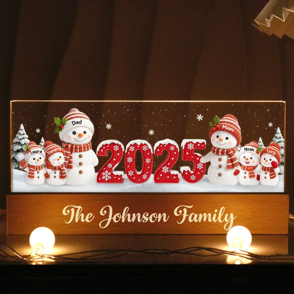 Family Snowman Block LED Light Plaque, Personalized Acrylic Night Light for Christmas, Warm Glow Decor, Unique Gift for Husband or Wife - Image 7