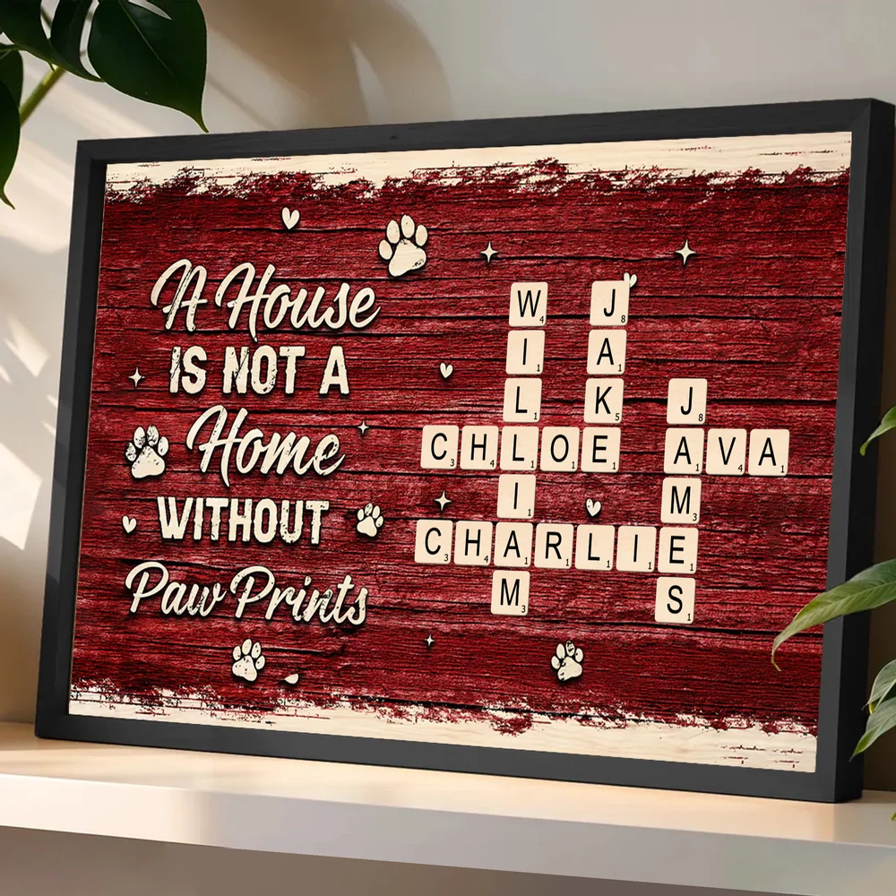 Family Crossword Paw Prints Poster — A Heartwarming Gift for Pet Lovers and Home Décor - Image 2