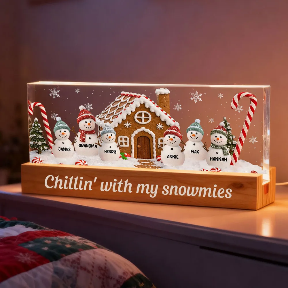 LED Light Plaque, Personalized Grandma's Little Snowmen Gingerbread House, Warm Christmas Glow, Unique Gift for Grandma - Image 7