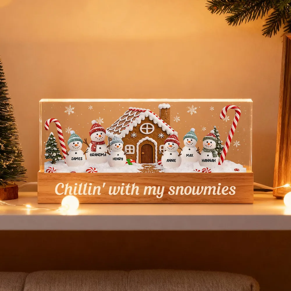 LED Light Plaque, Personalized Grandma's Little Snowmen Gingerbread House, Warm Christmas Glow, Unique Gift for Grandma - Image 8