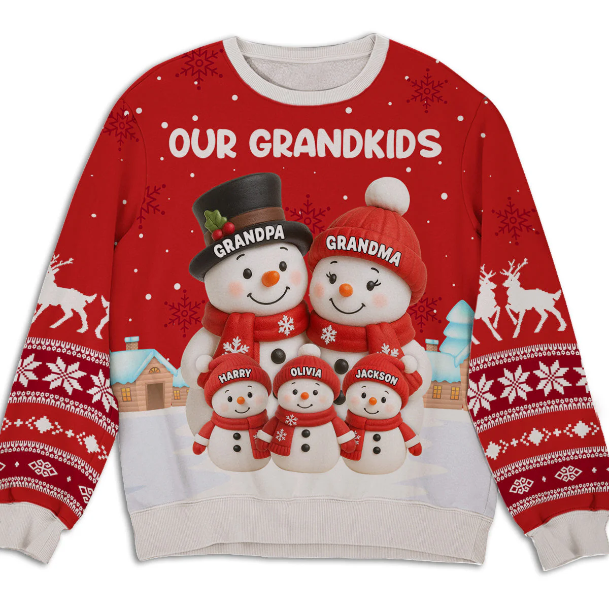 Custom Our Grandkids Snowman Printed Sweatshirt, Cute Winter Grandparent Gift for Proud Nana and Papa, Heartwarming Christmas Surprise - Image 5