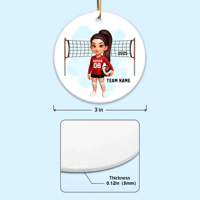 Volleyball Ceramic Ornament — customizable team & number, net backdrop — celebrate big wins, perfect gift for players & coaches - Image 4