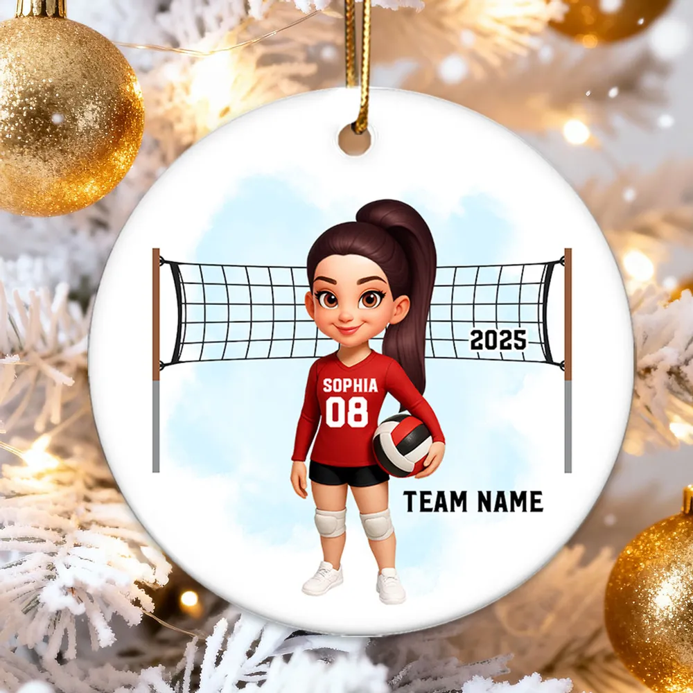 Volleyball Ceramic Ornament — customizable team & number, net backdrop — celebrate big wins, perfect gift for players & coaches - Image 6