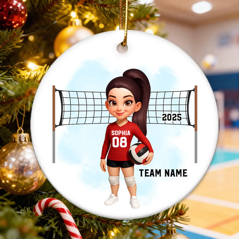 Volleyball Ceramic Ornament — customizable team & number, net backdrop — celebrate big wins, perfect gift for players & coaches - Image 7