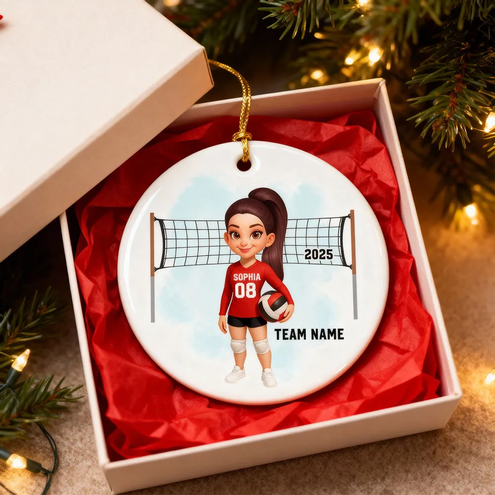 Volleyball Ceramic Ornament — customizable team & number, net backdrop — celebrate big wins, perfect gift for players & coaches - Image 9