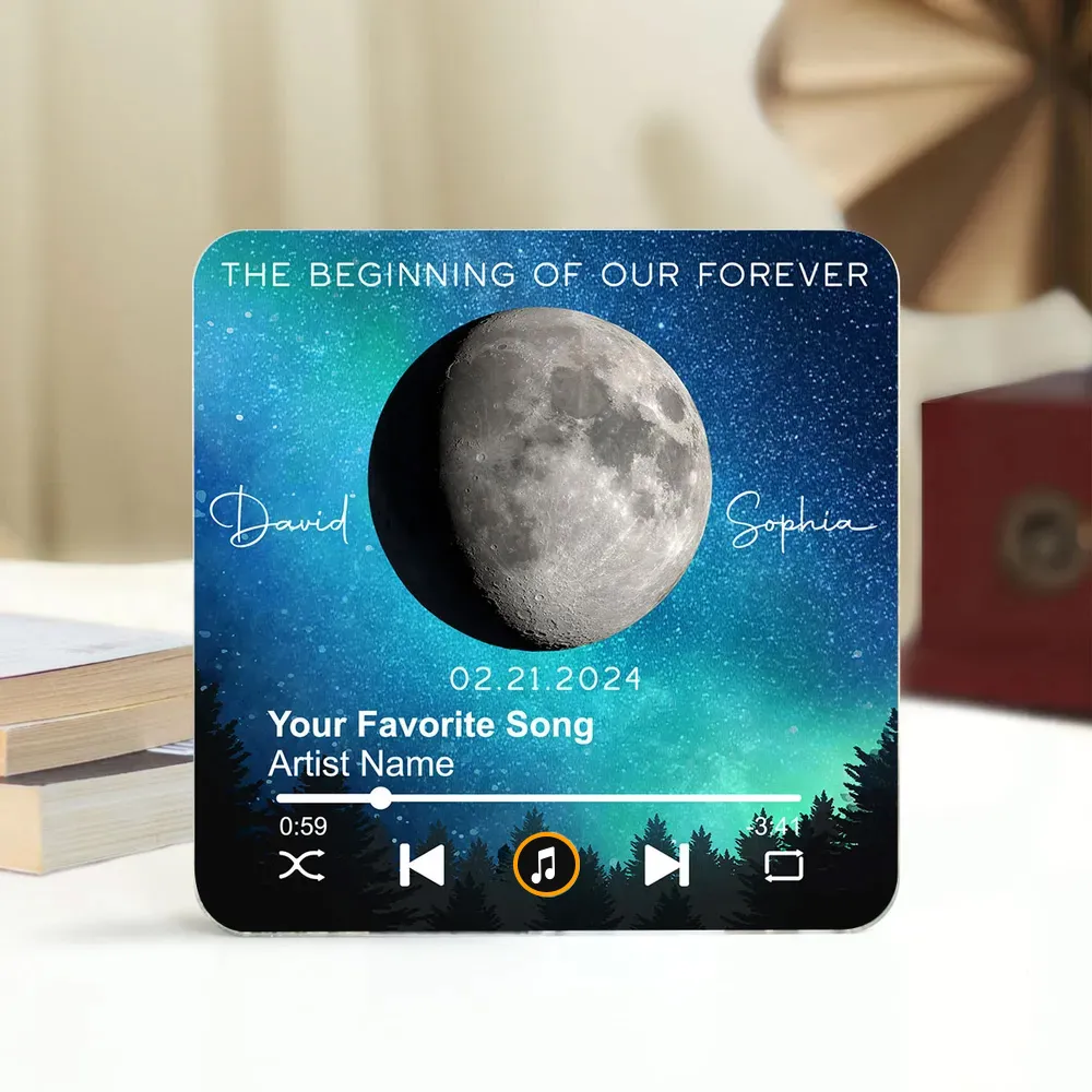 Acrylic Music Magnet, Night Sky & Moon Design, Custom Song Look, Creative Gift for Him or Her, Romantic Keepsake