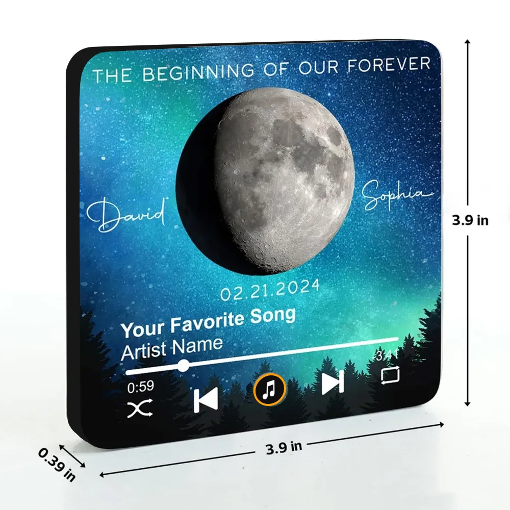 Acrylic Music Magnet, Night Sky & Moon Design, Custom Song Look, Creative Gift for Him or Her, Romantic Keepsake - Image 2