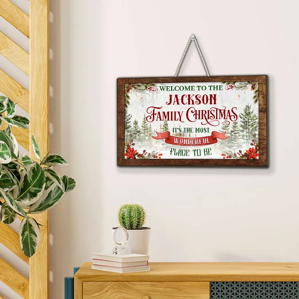 Wooden Sign Rustic Christmas Decor with Evergreen Art, Ready to Hang, A Creative Gift for Parents, Couples & Friends - Image 2