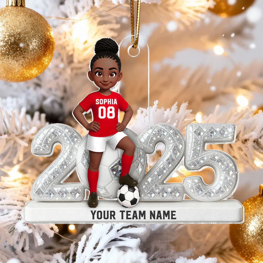 Acrylic Ornament - Custom Soccer Player with Ball, Stadium Lights & Snowflakes - Unique Gift for Players & Coaches - Image 11