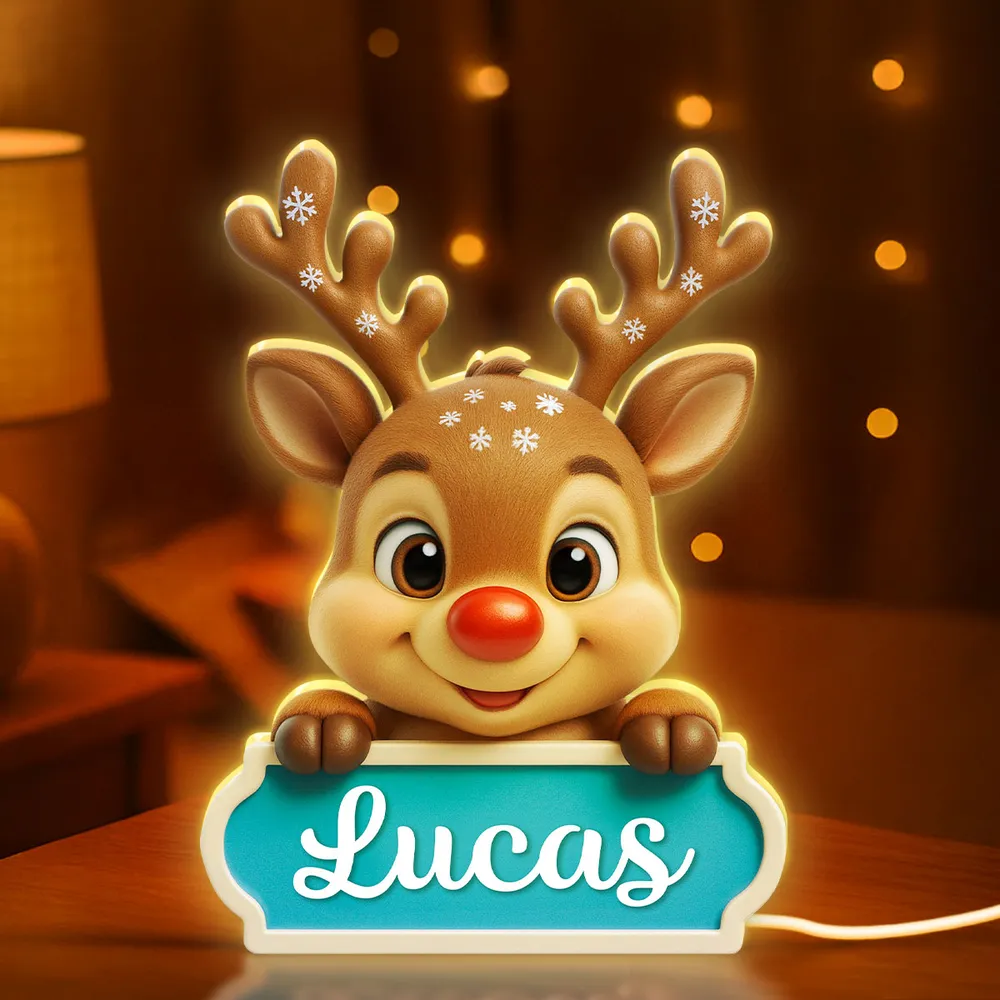 Acrylic Light Box Reindeer Nursery Lamp, Custom Cute Design, Warm Glow, Unique Christmas Gift for Children & Grandchildren - Image 5