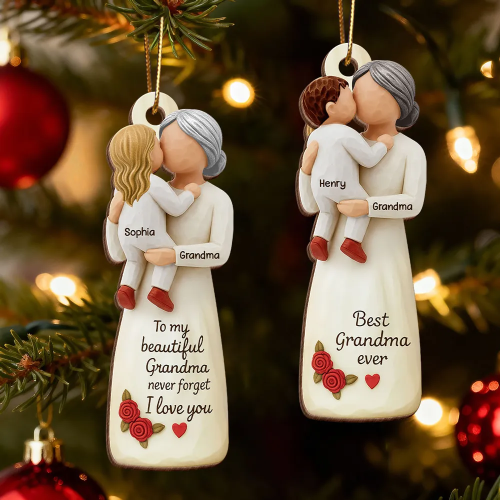 Wooden Ornament - Personalized Grandma & Grandchild Hug, Holiday Tree Decor, unique gift that says 'I love you' - Image 5