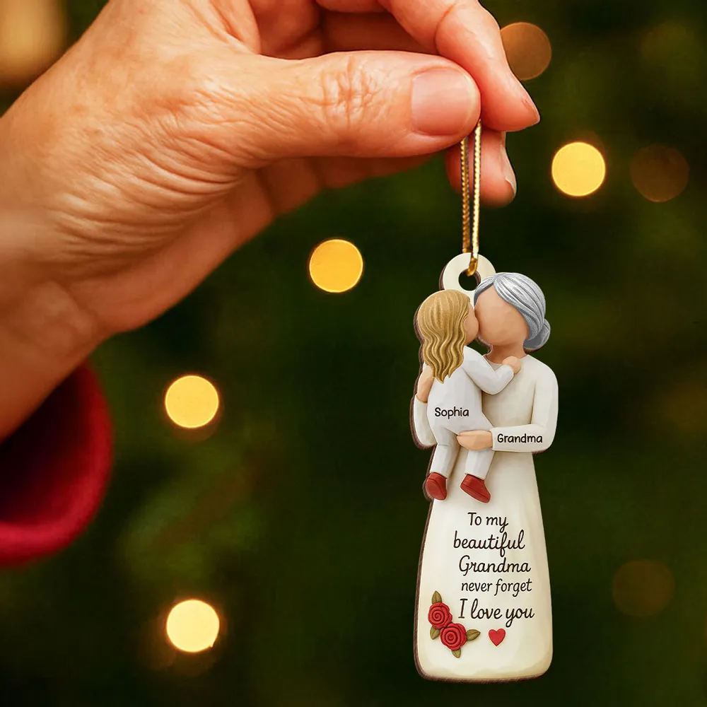 Wooden Ornament - Personalized Grandma & Grandchild Hug, Holiday Tree Decor, unique gift that says 'I love you' - Image 6