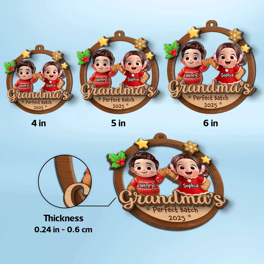 Personalized Wooden Ornament for Grandma - 2-Layer Cookie Design, Easy to Hang, Heartwarming Christmas Keepsake Gift - Image 4