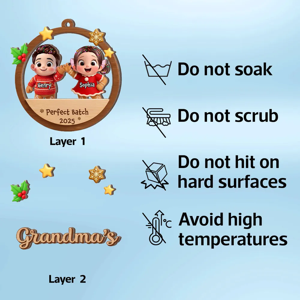 Personalized Wooden Ornament for Grandma - 2-Layer Cookie Design, Easy to Hang, Heartwarming Christmas Keepsake Gift - Image 5