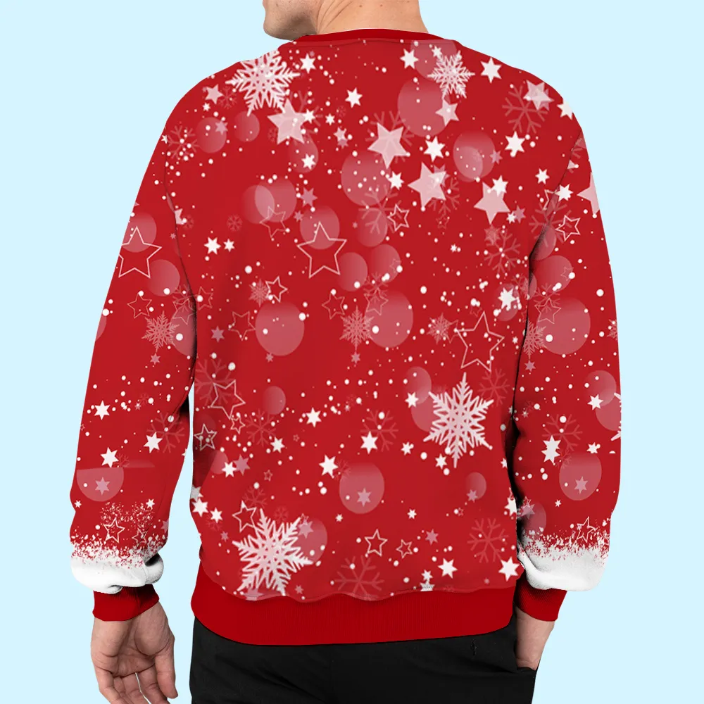 Grandpa Christmas Sweatshirt - Custom All-Over Print Santa, Festive Red, Cozy Winter Wear, A Unique Gift from Grandkids - Image 4