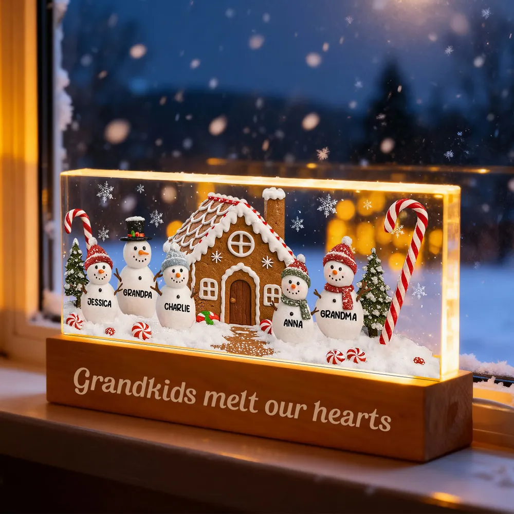 Block LED Light Plaque with Festive Snowy Village, customizable keepsake for family, creative holiday gift - Image 2