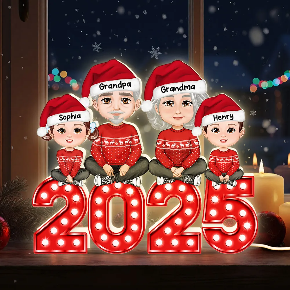 Christmas Grandparents & Grandkids Acrylic Light Box with Marquee Numbers, soft warm glow, unique gift for Grandma & Grandpa - Image 10