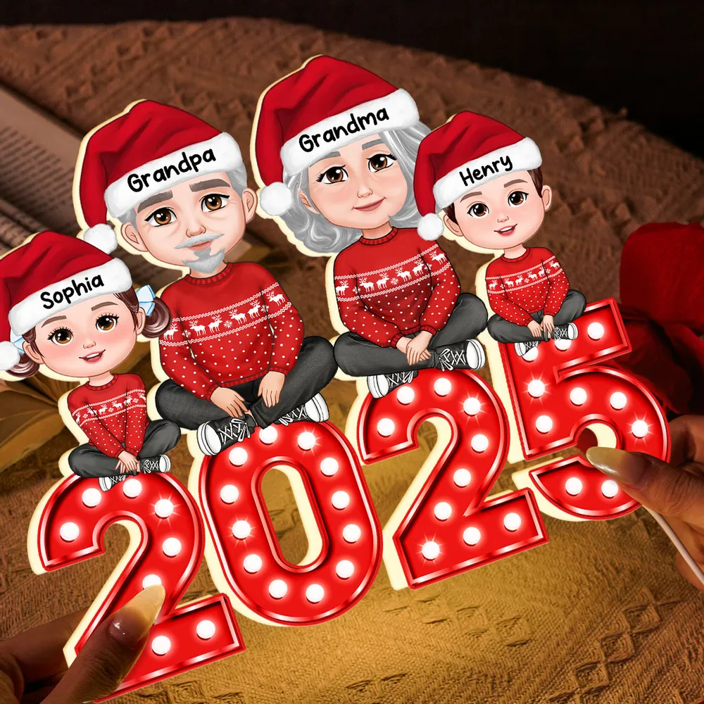 Christmas Grandparents & Grandkids Acrylic Light Box with Marquee Numbers, soft warm glow, unique gift for Grandma & Grandpa - Image 3