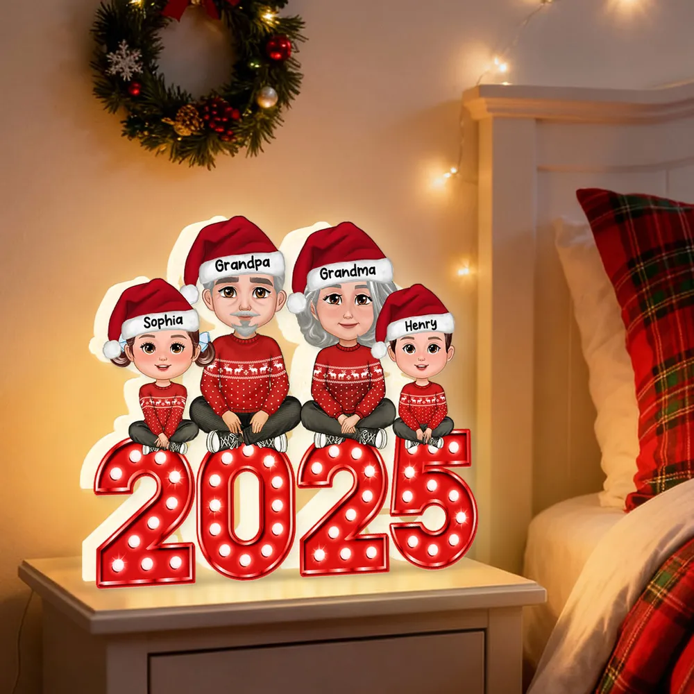 Christmas Grandparents & Grandkids Acrylic Light Box with Marquee Numbers, soft warm glow, unique gift for Grandma & Grandpa - Image 5
