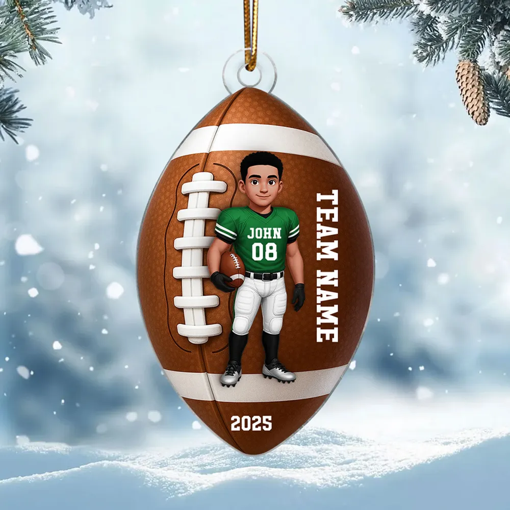 Football Player Acrylic Ornament - Personalized Sports Keepsake for Christmas Tree - Unique Gift for Teen Athlete or Son - Image 5