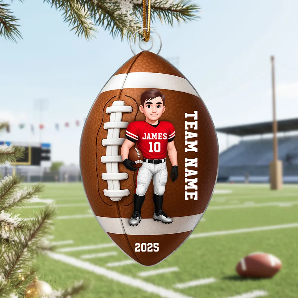 Football Player Acrylic Ornament - Personalized Sports Keepsake for Christmas Tree - Unique Gift for Teen Athlete or Son - Image 6