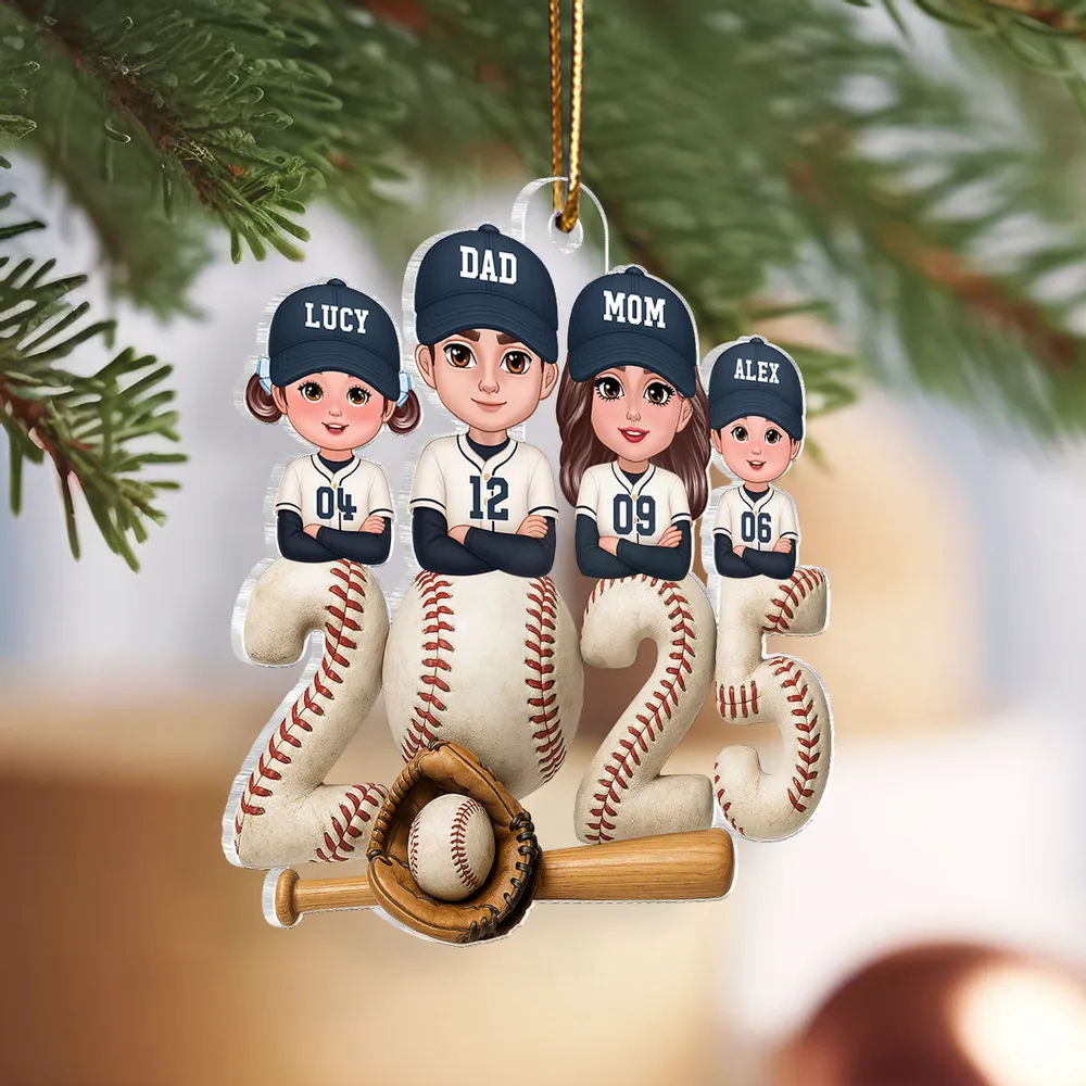 Personalized Baseball Family Acrylic Ornament for Christmas Tree, Heartwarming Decor, Unique Gift for Parents and Kids - Image 2