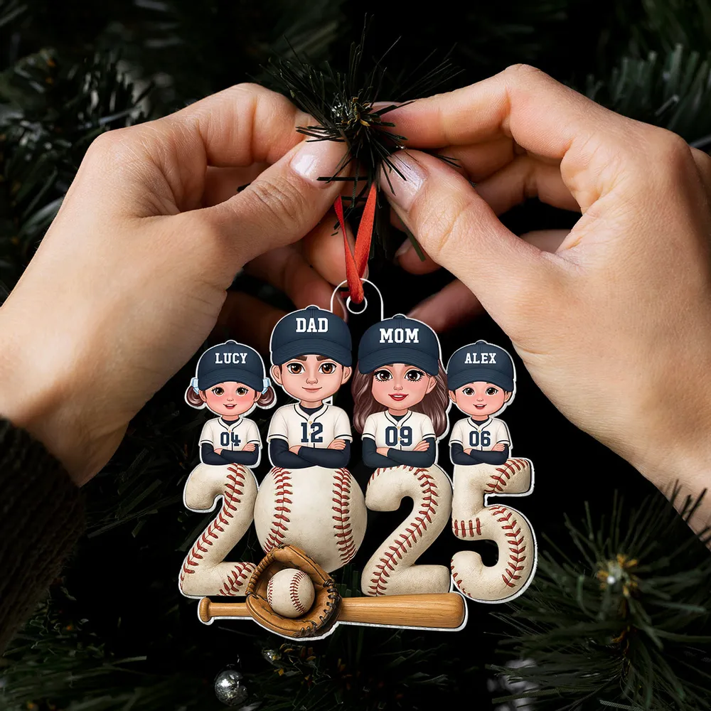Personalized Baseball Family Acrylic Ornament for Christmas Tree, Heartwarming Decor, Unique Gift for Parents and Kids - Image 3