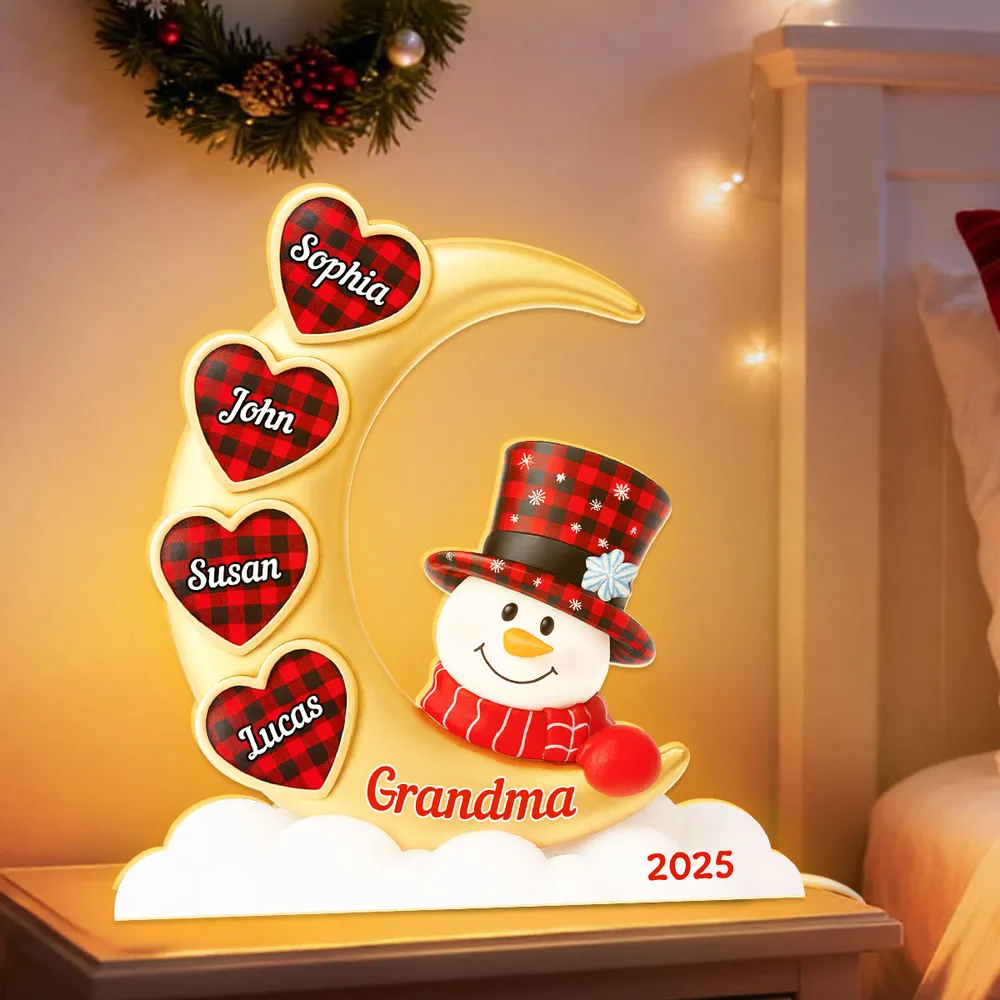 Snowman Moon Acrylic Light Box, Custom for Grandma, Cozy Christmas Decor with Soft Warm Glow, Unique Keepsake Gift - Image 6