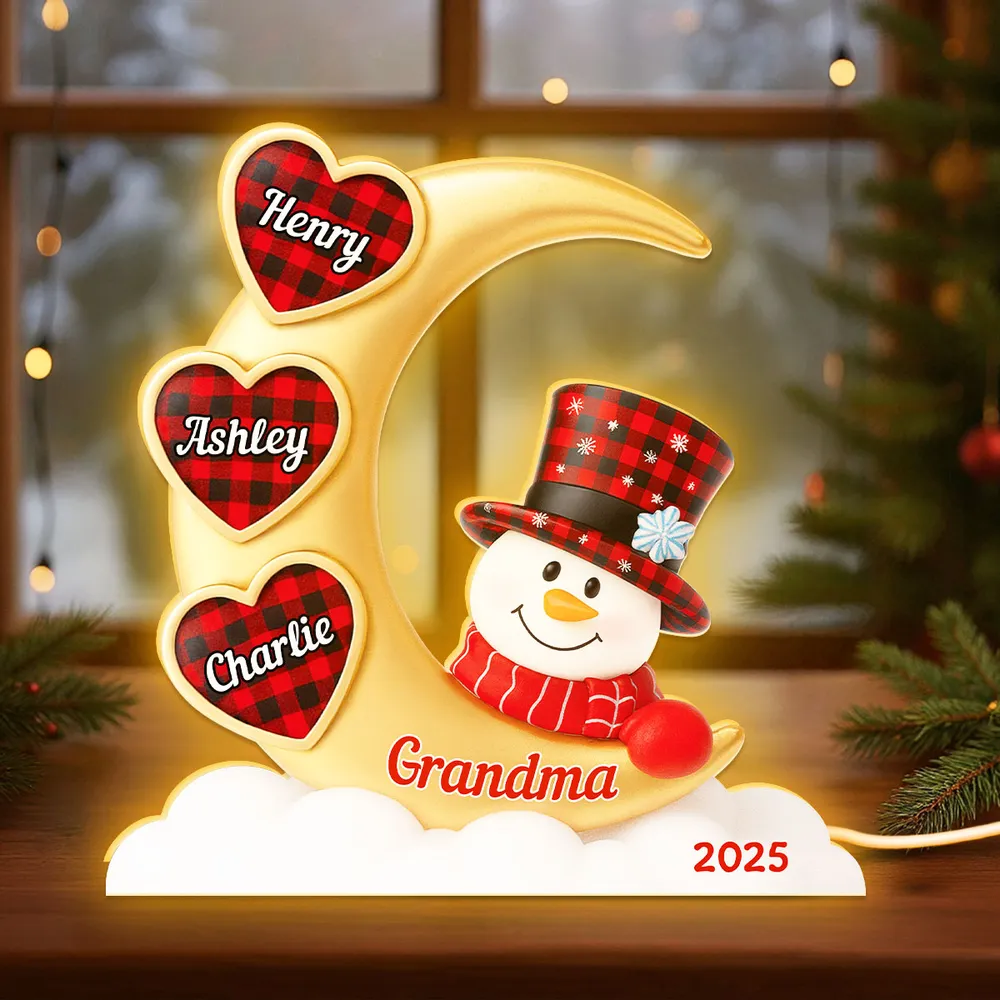 Snowman Moon Acrylic Light Box, Custom for Grandma, Cozy Christmas Decor with Soft Warm Glow, Unique Keepsake Gift - Image 8