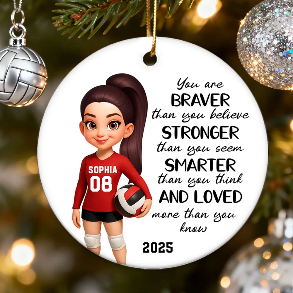 Volleyball Player Ceramic Ornament - Personalized Holiday Tree Decor with uplifting quote, unique gift for daughter - Image 5