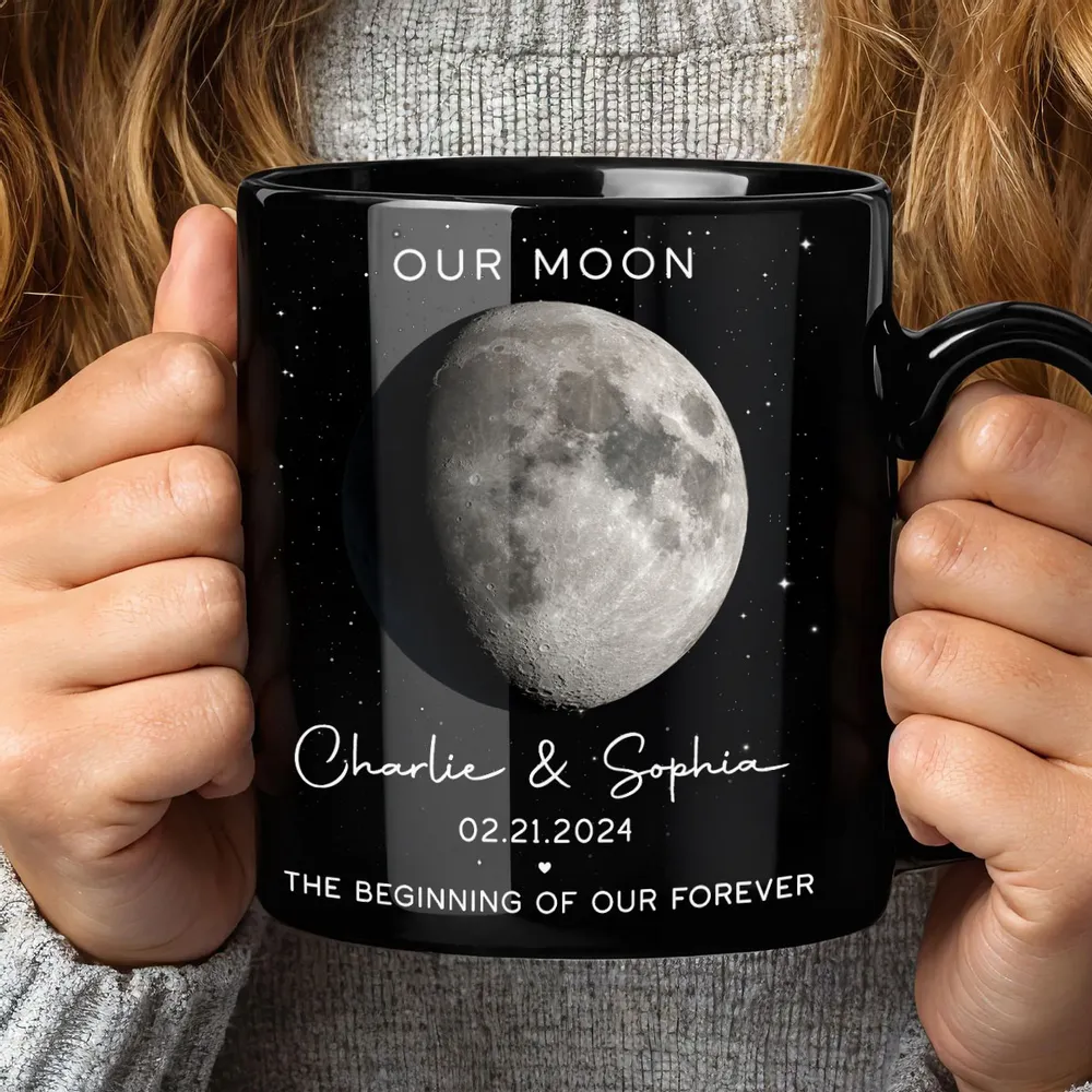 Our Moon Phase Mug, Custom Celestial Design for Couples, Romantic Anniversary Coffee Gift, Unique Keepsake for Him or Her - Image 2