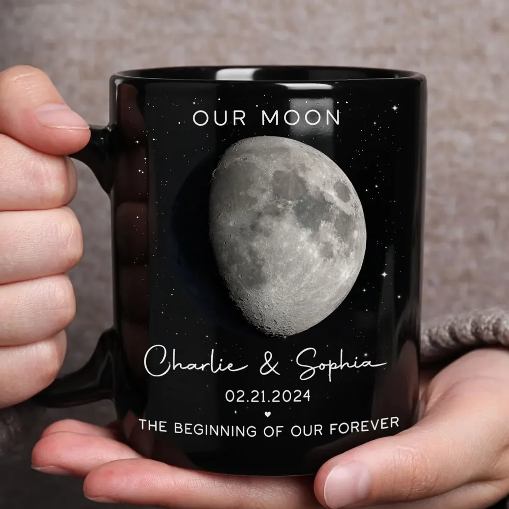 Our Moon Phase Mug, Custom Celestial Design for Couples, Romantic Anniversary Coffee Gift, Unique Keepsake for Him or Her - Image 3