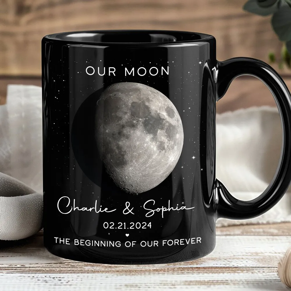 Our Moon Phase Mug, Custom Celestial Design for Couples, Romantic Anniversary Coffee Gift, Unique Keepsake for Him or Her - Image 6