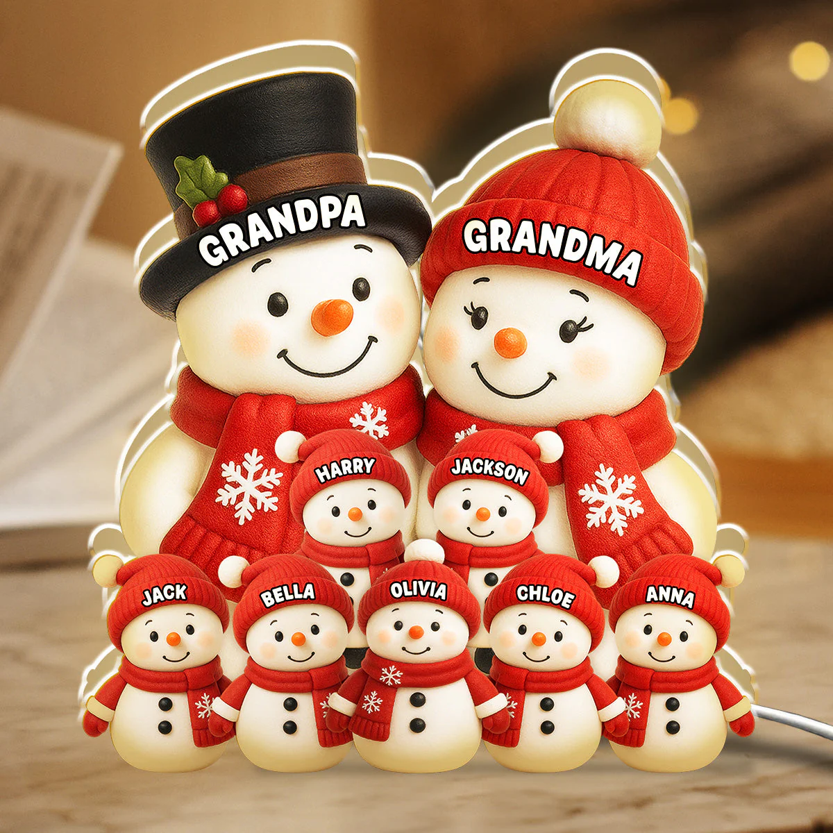 Acrylic Light Box - Cute Snow Family, Soft Light for Winter Nights and Party Decor, Creative Gift for Grandma and Grandpa - Image 2